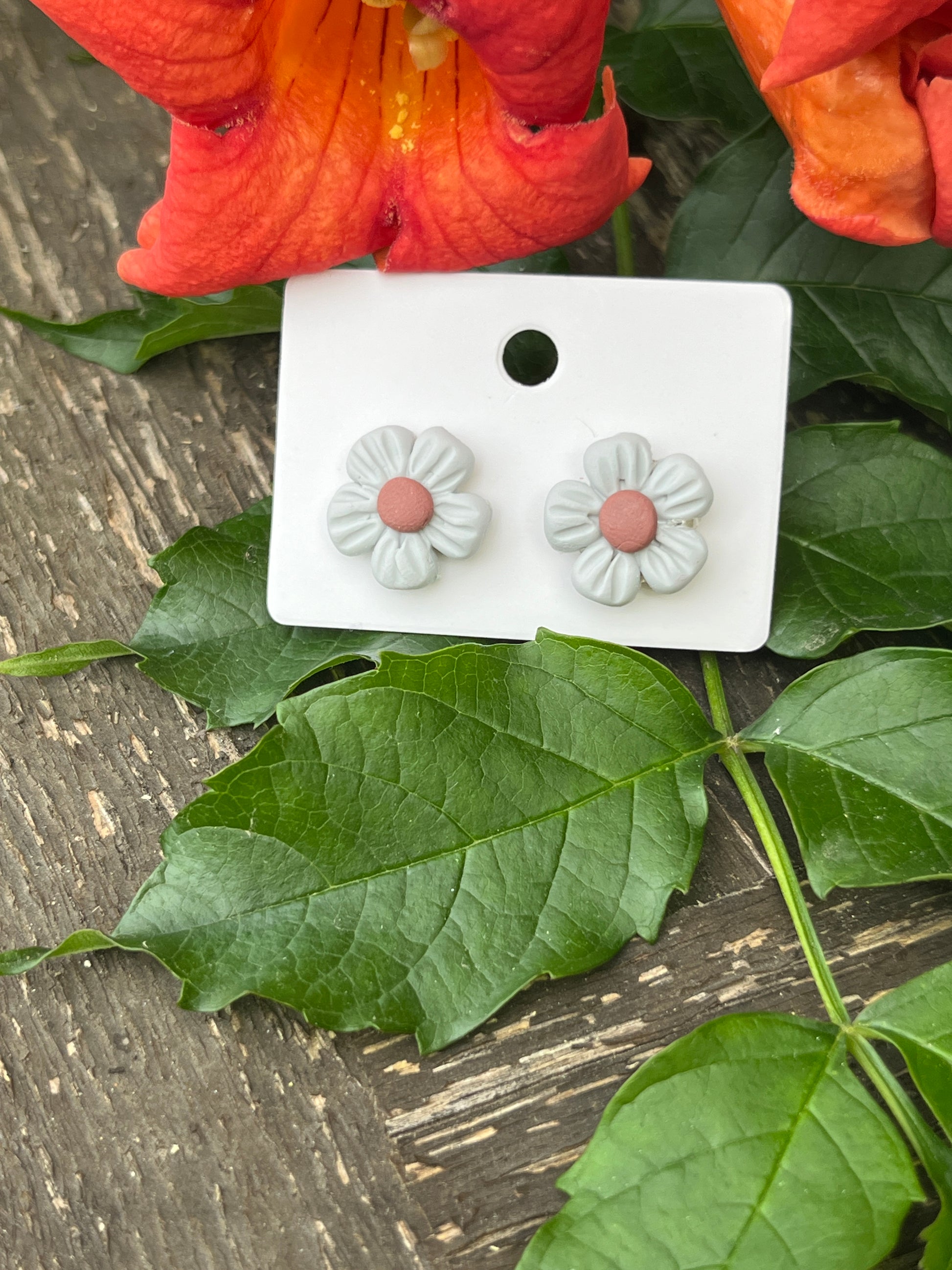 Handmade Daisy Stud Earrings – Polymer Clay Flower Studs with Sterling Silver Posts | Whimsical Floral Jewelry