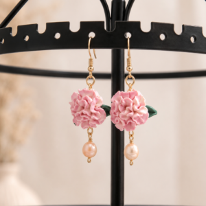 Pink carnation earrings for sale January Birth Month earrings for sale