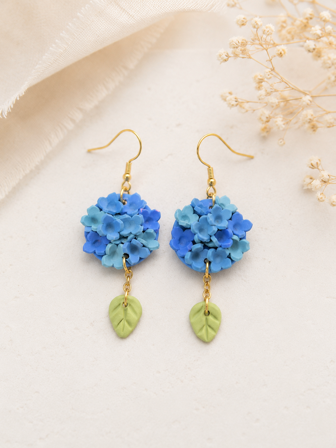 blue hydrangea earrings for sale