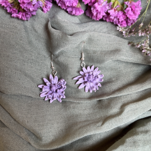 Hand-Sculpted Chrysanthemum Dangle Earrings – November Birth Flower Jewelry