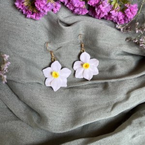 Hand-Sculpted Narcissus Dangle Earrings – December Birth Flower Jewelry