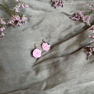 Rose Bud Dangle Earrings - June Birth Month Flower