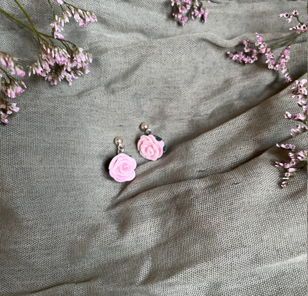 Rose Bud Dangle Earrings - June Birth Month Flower